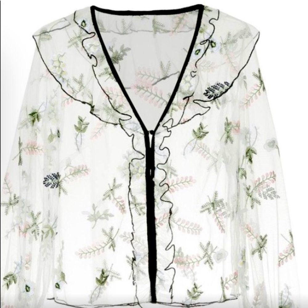 SUMMER ALERT - Alice McCall Embroidered Sheer Time Stands Still Blouse - white